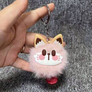 Cute lucky cat plush keychain/bag charm with bell